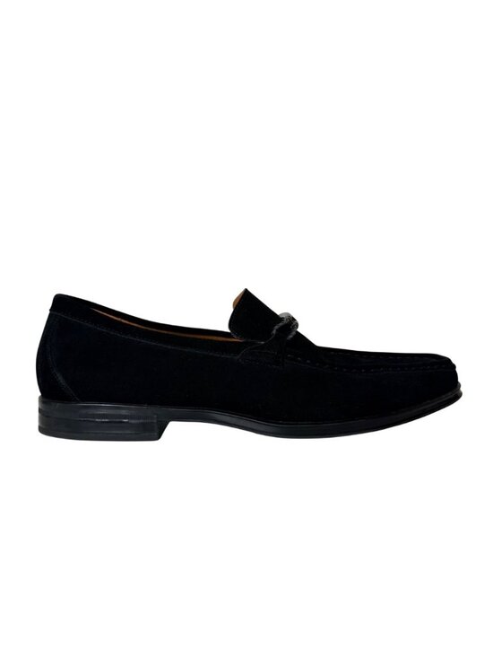 Stacy Adams Mens Black Suede Loafers With Memory Foam Insole & Metal Bit Detail